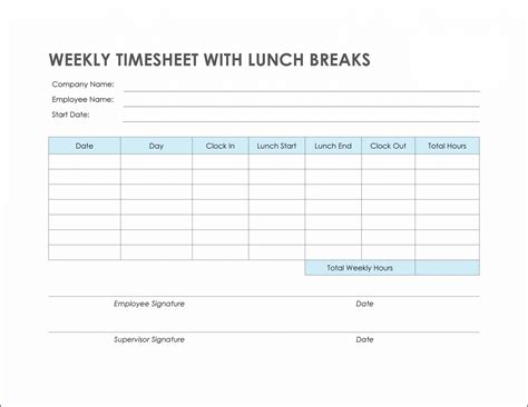 Timesheet With Lunch Break