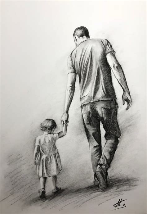 Fathers Day Charcoal Drawing From Photo Fathers