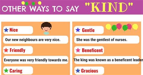 Another Word For “kind” List Of 90 Synonyms For Kind • 7esl