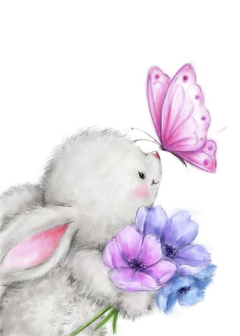 Rabbit And Butterfly Mixed Media By Makiko Pixels