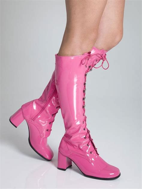 Hot Pink Boots Knee High Lace Up Perfect For A Party High Heel Boots