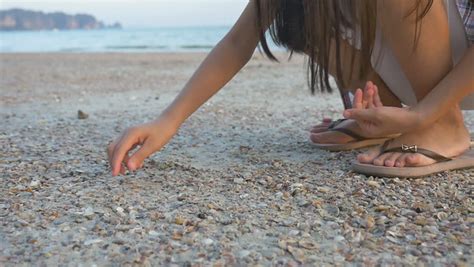 People Picking Shells On A Beach Stock Footage Video Shutterstock