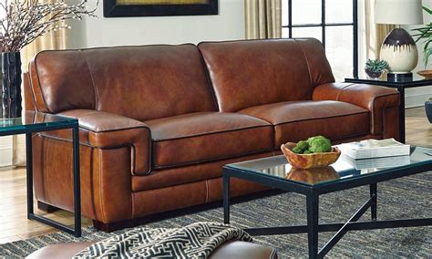 Get the best deals on leather sofas. Haynes Furniture| Stampede 91-Inch Top-Grain Leather ...