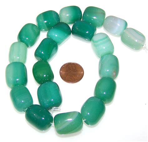 1 Strand Of Semiprecious Gemstone Large Nugget Beads Green Agate