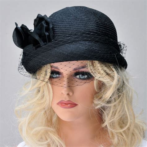 Ladies Black Hat Womens Black Hat Black Hat And Veil Church Hat