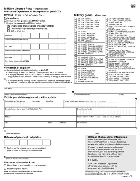 Form Mv2653 Military License Plates Forms Docs 2023