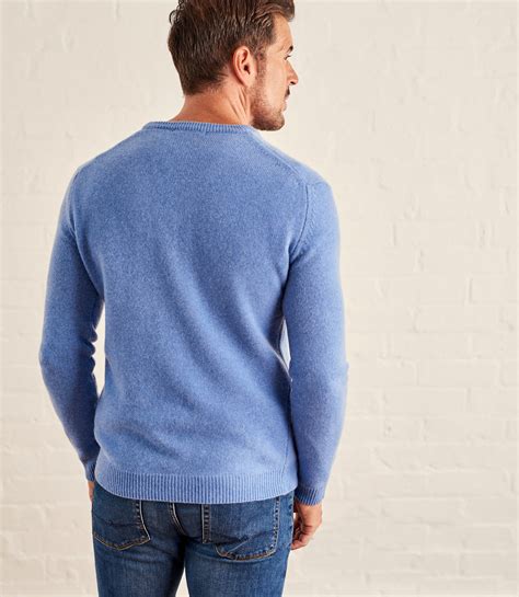 Sky Blue Mens Lambswool V Neck Knitted Sweater Woolovers Au