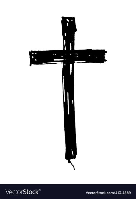hand drawn black grunge cross royalty free vector image