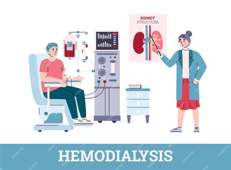 Premium Vector Patient Connected To Hemodialysis Machine Equipment