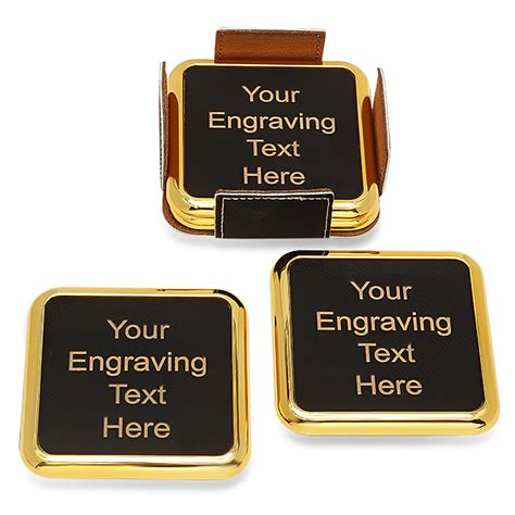 Designed by arrow dynamics, built in melbourne by able leisure pty. Personalized Black And Gold Square Coaster Set - Executive Gift Shoppe