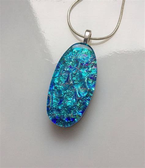 Dichroic Glass Pendant Fused Glass Jewelry Aqua Blue Etsy Fused