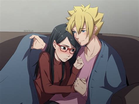 Uchiha Sarada And Uzumaki Boruto Naruto And 1 More Drawn By Benteja