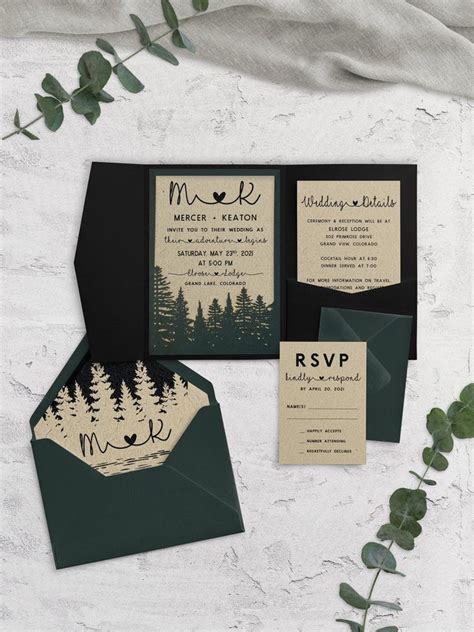 an image of wedding stationery with forest theme