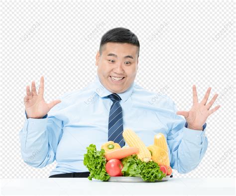 Obese Business Male Eating Vegetables Feeling Human Eat Busy Eat PNG