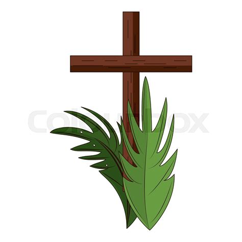 Christian Wooden Cross With Palm Stock Vector Colourbox