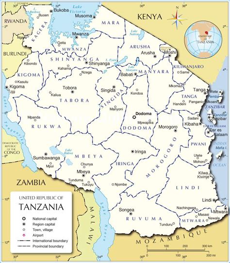 Tanzania Map With Districts Map Of Tanzania With District Eastern Africa Africa