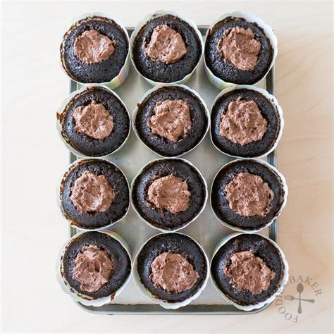 Spoon mousse into a piping bag or zip to bag. Chocolate Cupcakes with Chocolate Mousse Filling and ...