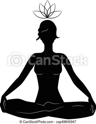 Silhouette Of Woman Practicing Yoga In Lotus Position Canstock