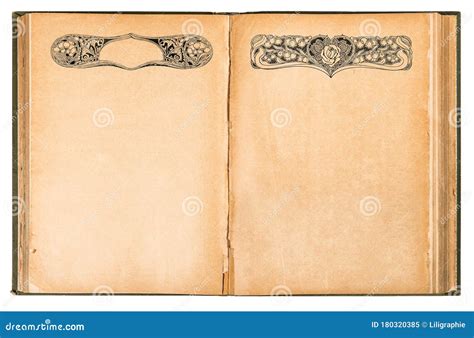 Open Vintage Book Used Paper Pages Isolated White Background Stock
