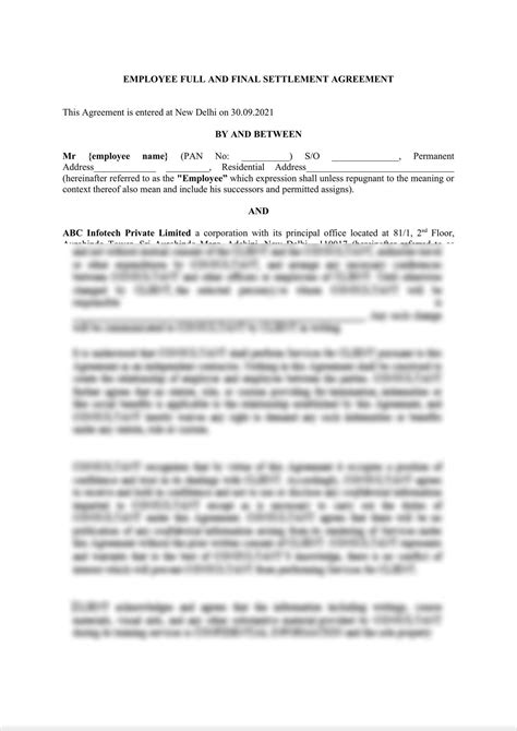 Lexub Employee Full And Final Settlement Agreement India