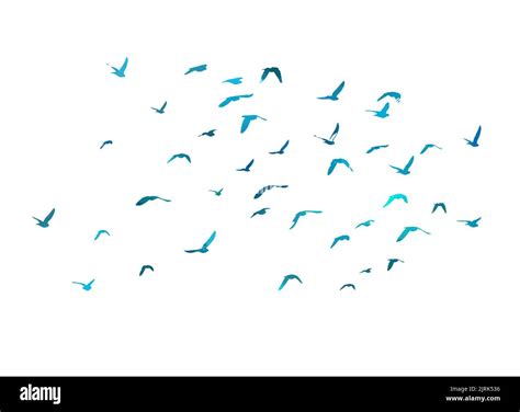 Bird Watercolor A Flock Of Blue Birds Mixed Media Vector