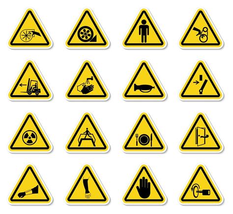 Warning Hazard Symbols Set Vector Art At Vecteezy