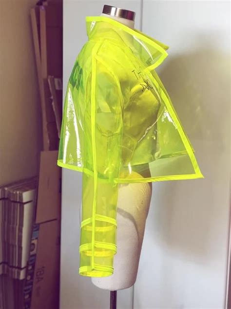 Neon Yellow Transparent Pvc Vinyl Jacket Rain Jacket Sci Fi Etsy