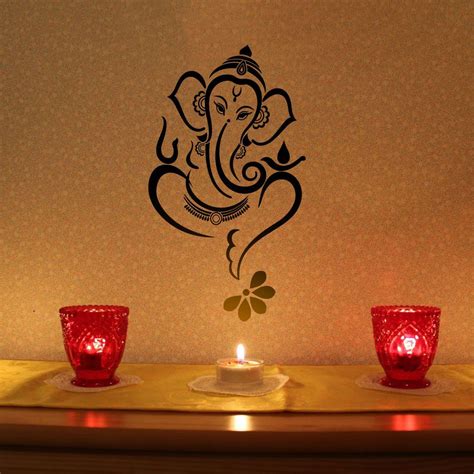 Floral Ganesha Vinyl Wall Sticker Ganesha Painting Ganesha Art