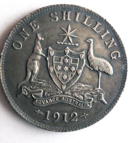 1912 Australia Shilling Au High Value Key Date Silver Coin Lot