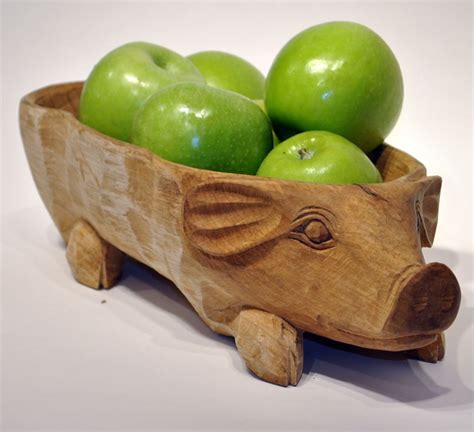 Shop our great selection of wooden pig sculpture & save. Wooden Pig Serving Bowl -hand carved | Wood pig, Wood ...