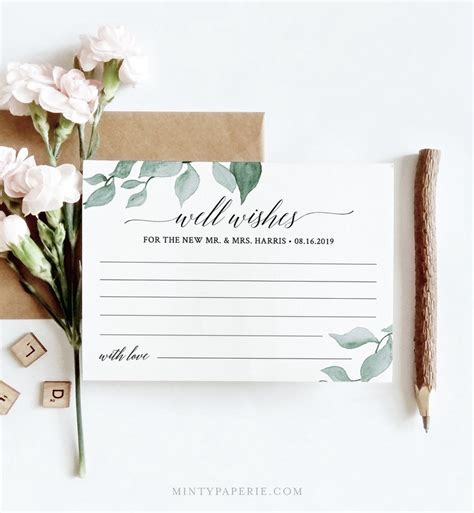 Wedding Well Wishes For Bride And Groom Advice Card Template Etsy