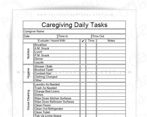 Free Printable Caregiver Log Printable Templates