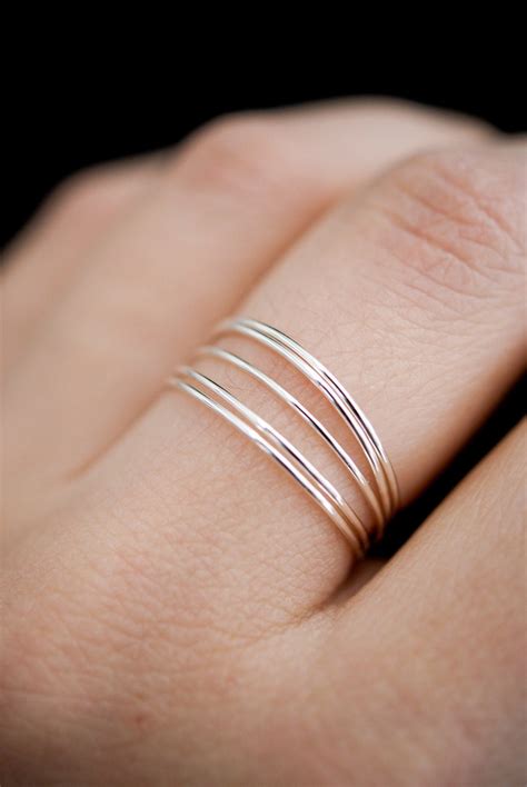 Set Of 5 Ultra Thin Stacking Rings Sterling Silver Skinny Etsy