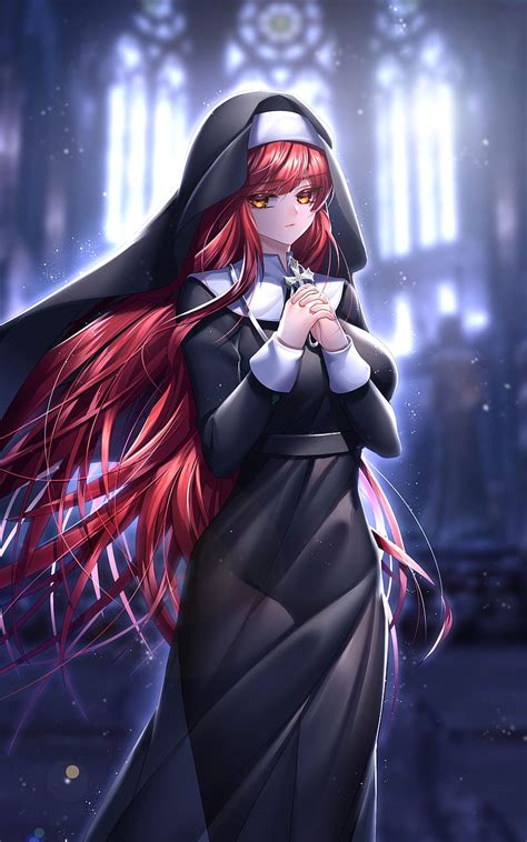 1920x1080px 1080p free download elsword elesis red hair long hair nun outfit anime games