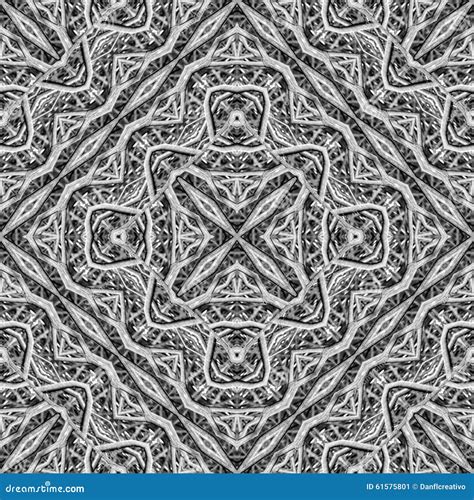 Black And White Ethnic Intricate Seamless Pattern Stock Illustration