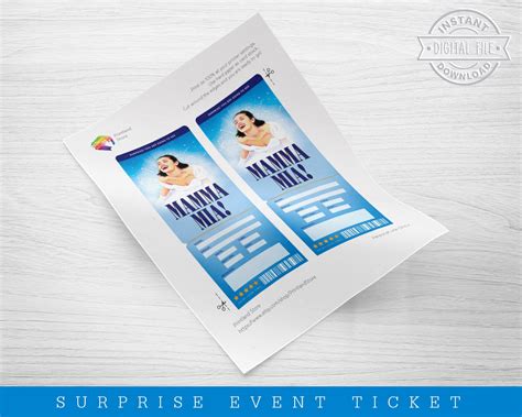 Printable Mamma Mia Broadway Surprise Ticket Mamma Mia Etsy