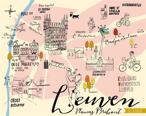 Illustrated Map Of Leuven By Els Vlieger Travel Maps Europe Travel