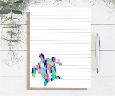 Printable Turtle Sea Life Stationery Lined Letter Writing Etsy