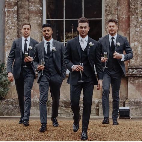 Best Popular Dark Grey Mens Wedding Suits Groom Groomsmen Tuxedos Man