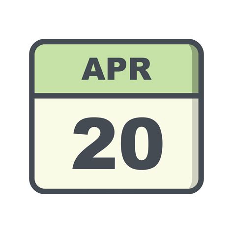 April 20th Date On A Single Day Calendar 501362 Vector Art At Vecteezy