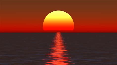 Large Animated Sun Over Water Sunset Stock Footage Video 100 Royalty