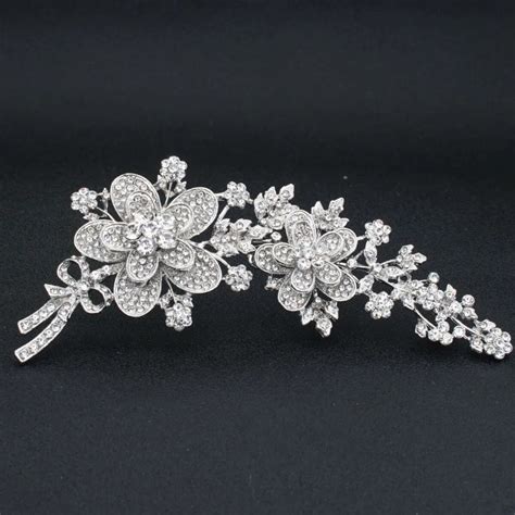 Fashion Bouquet Wedding Flower Brooches Rhinestone Crystals Large Flower Brooch Pin For Women