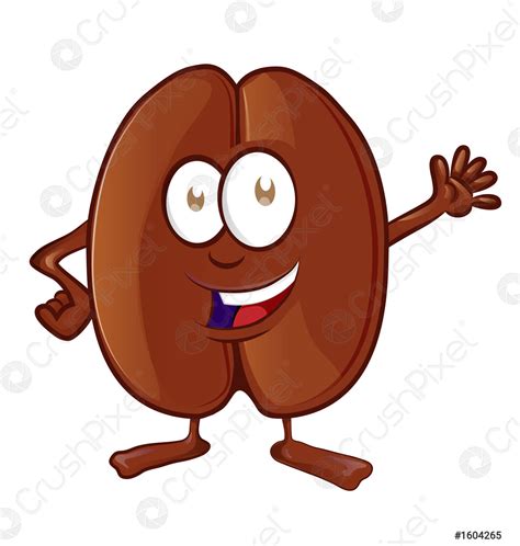 Coffee Bean Mascot Cartoon Isolated On White Background Stock Vector