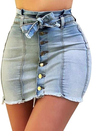 ertyuio falda corta parsexy jeans ajustados falda botón de verano para mujer falda de cintura