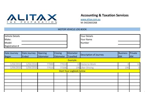 The documentation can often have many names: Logbook for UBER Drivers - ALITAX | TAX PREPARATION