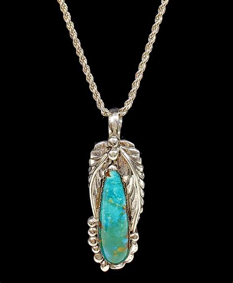 Lot Sterling Silver And Turquoise Pendant Necklace