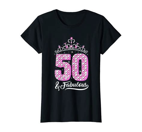 Womens 50 And Fabulous 50th Birthday Diamond Crown Pink Funny T T Shirt