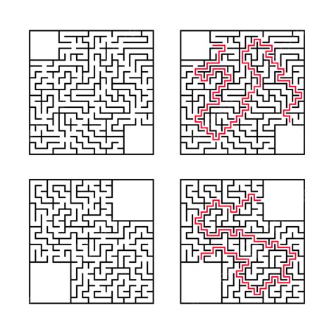Square Maze Vector Hd Png Images A Set Of Square Mazes Background
