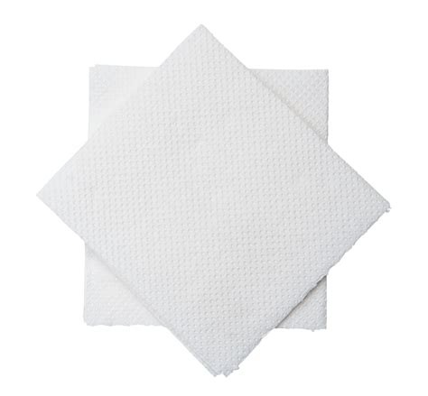 Two Folded Pieces Of White Tissue Paper Or Napkin In Stack Prepared For