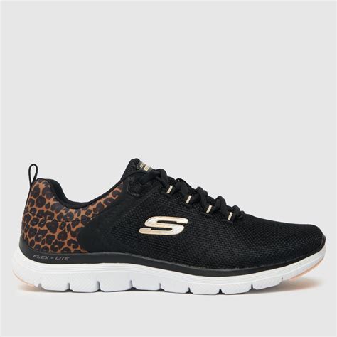 Womens Black And Brown Skechers Skech Flex Appeal 40 Wild Trainers Schuh